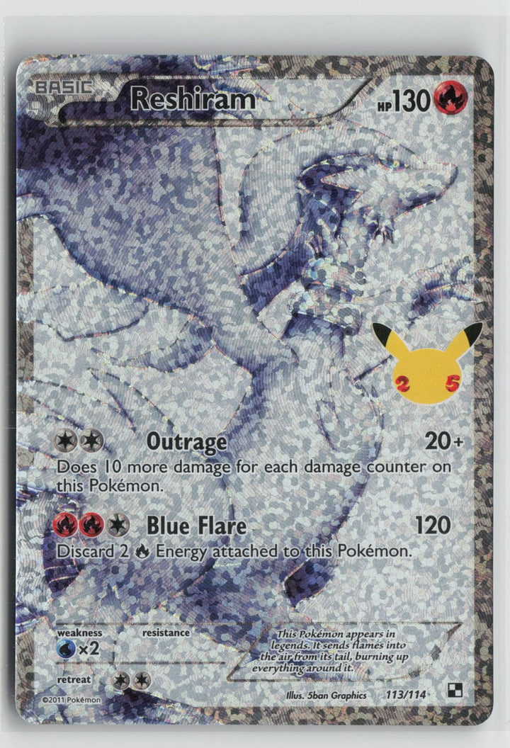 Reshiram 113/114 Celebrations: Classic Collection Pokemon Holo NM0