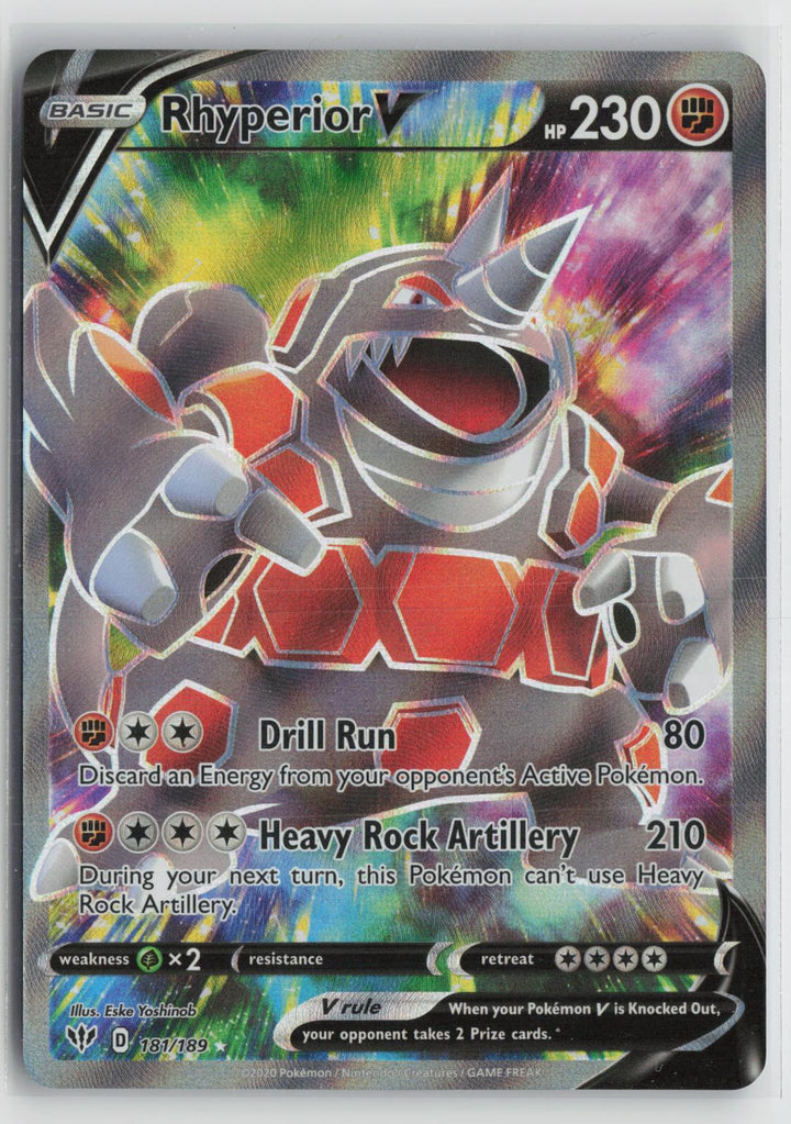 Rhyperior V 181/189 Ultra Rare Darkness Ablaze Pokemon Holo NM0