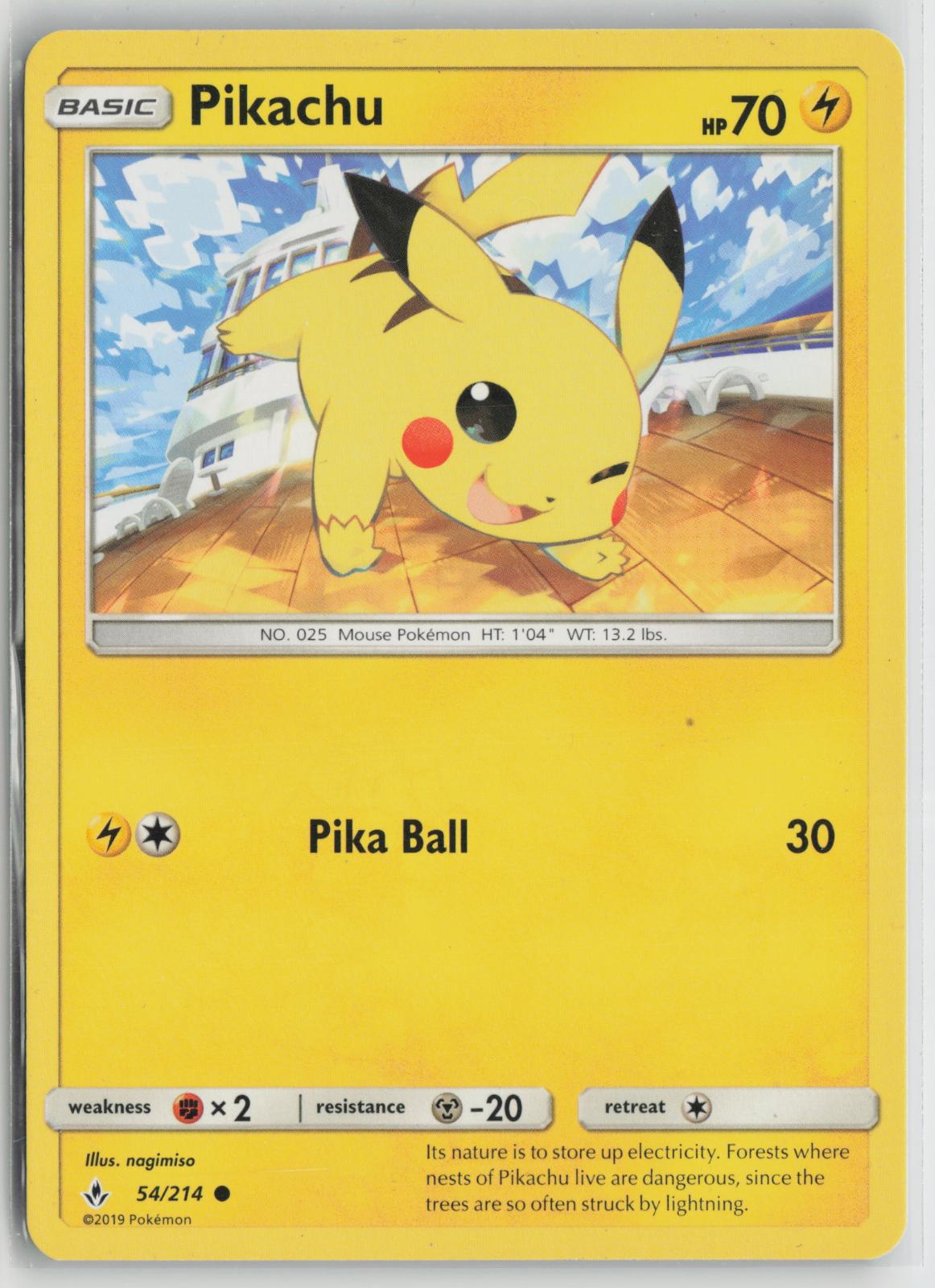 Pikachu 54/214 Common Unbroken Bonds Pokemon NM
