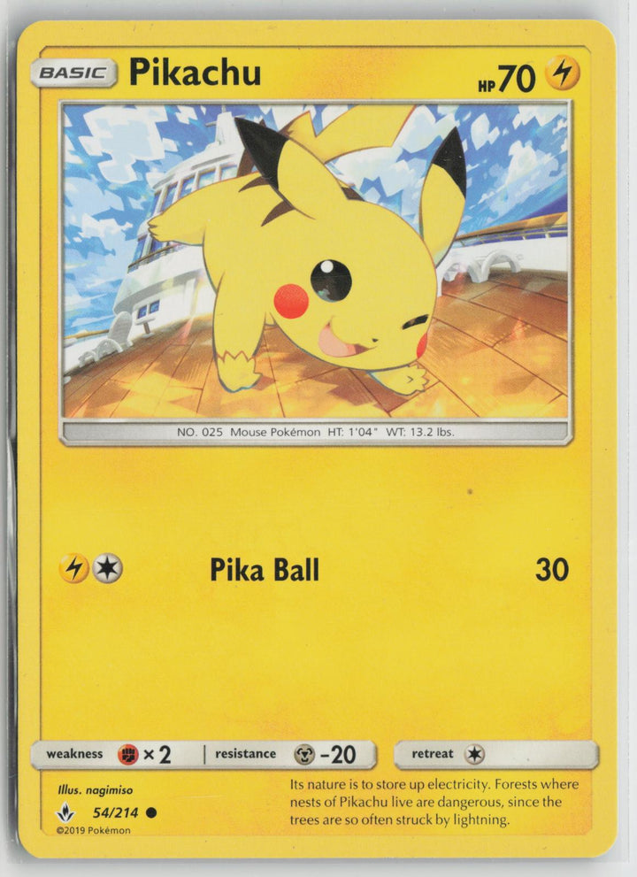 Pikachu 54/214 Common Unbroken Bonds Pokemon NM0