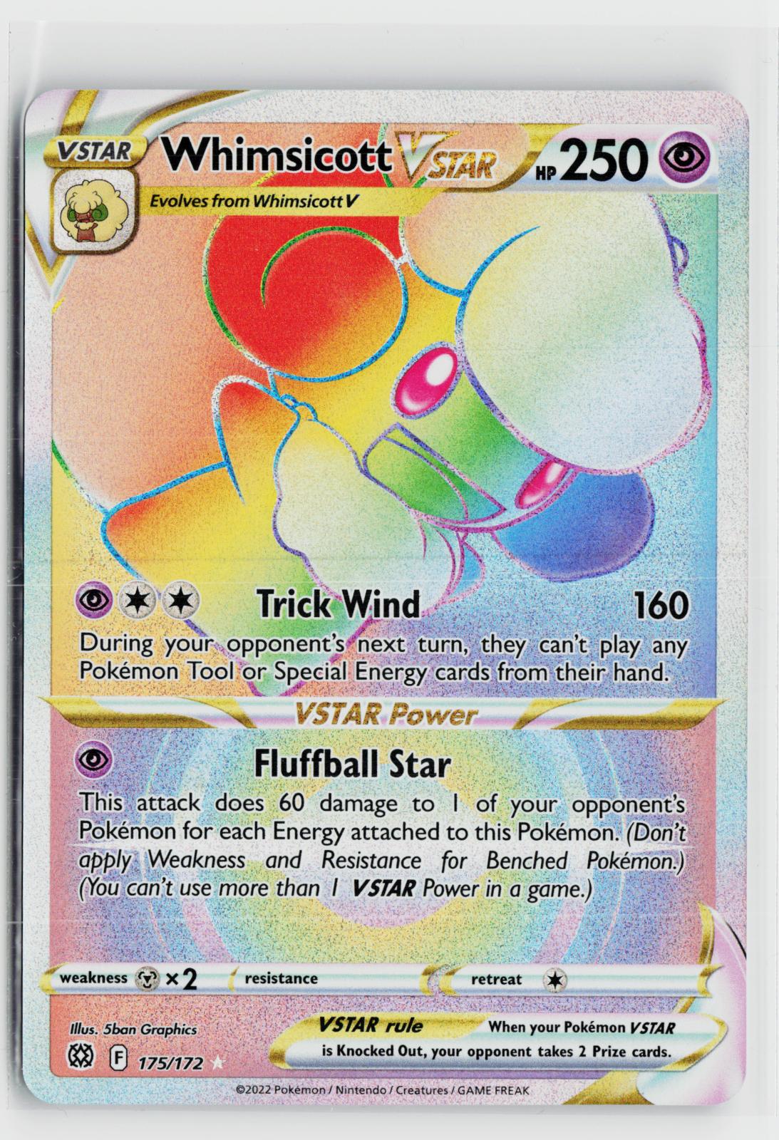 Whimsicott VSTAR 175/172 Brilliant Stars NM Rainbow Holo Pokemon