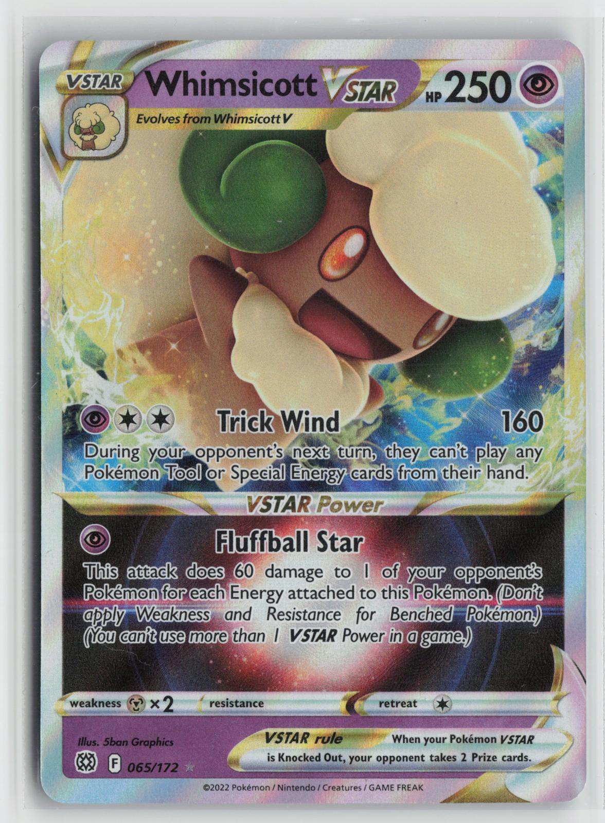 Whimsicott VSTAR 065/172 Holo VSTAR Rare Brilliant Stars Pokemon NM