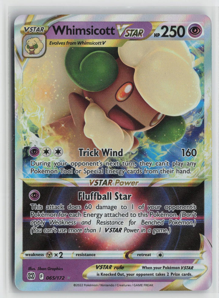 Whimsicott VSTAR 065/172 Holo VSTAR Rare Brilliant Stars Pokemon NM0
