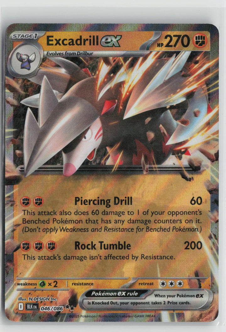 Excadrill ex 046/086 Holo Double Rare Black Bolt Pokemon NM0