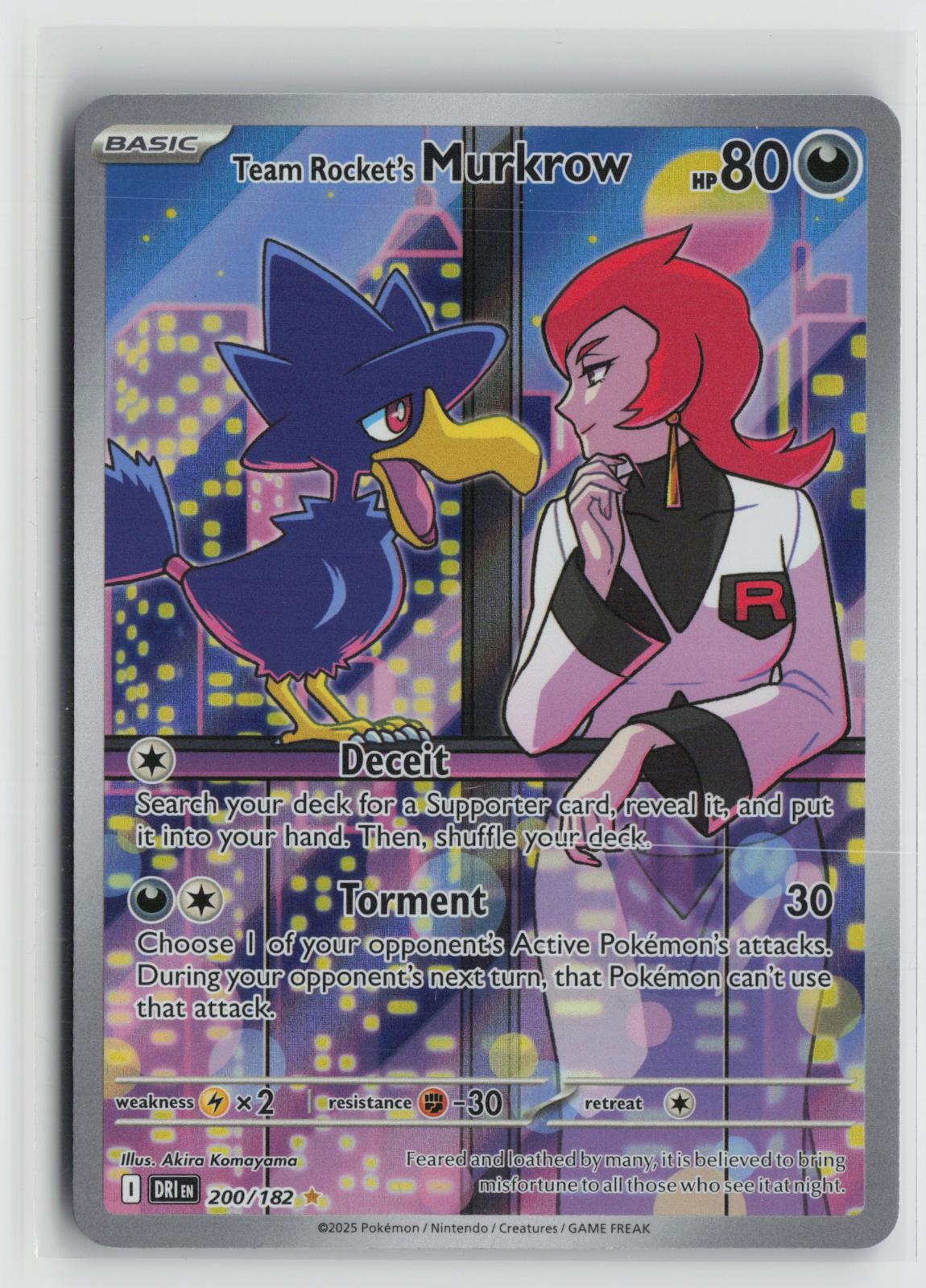 Team Rocket's Murkrow 200/182 Destined Rivals NM Illustration Rare Holo Pokemon