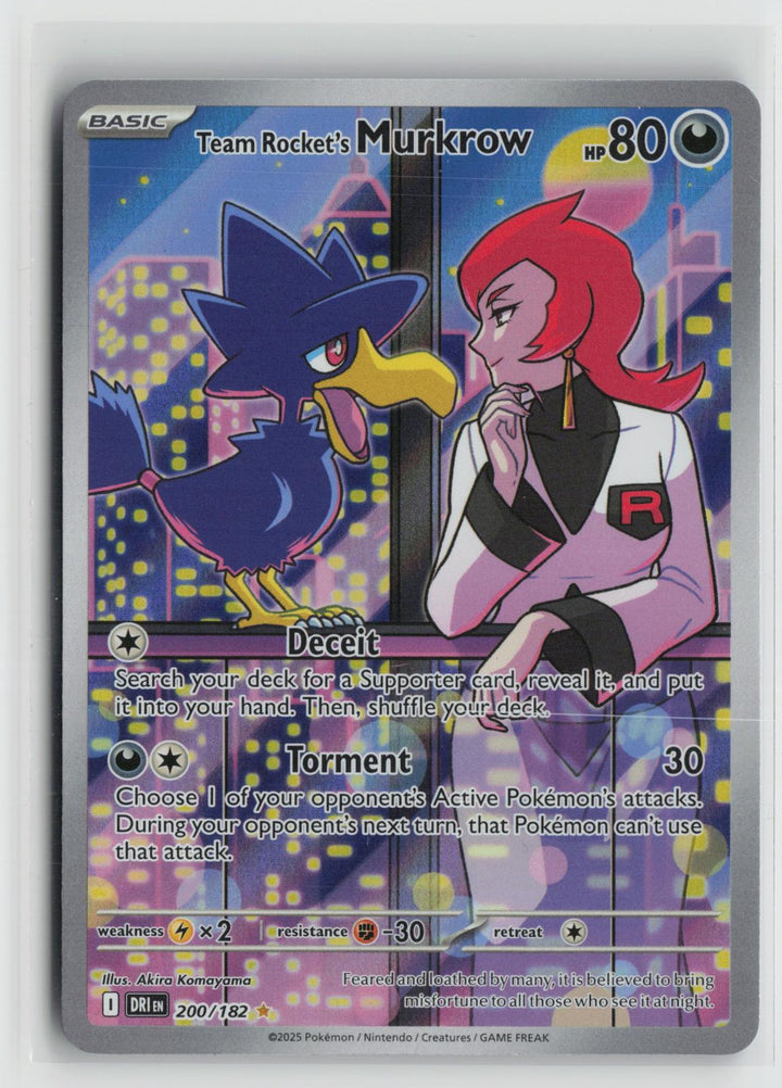 Team Rocket's Murkrow 200/182 Destined Rivals NM Illustration Rare Holo Pokemon0