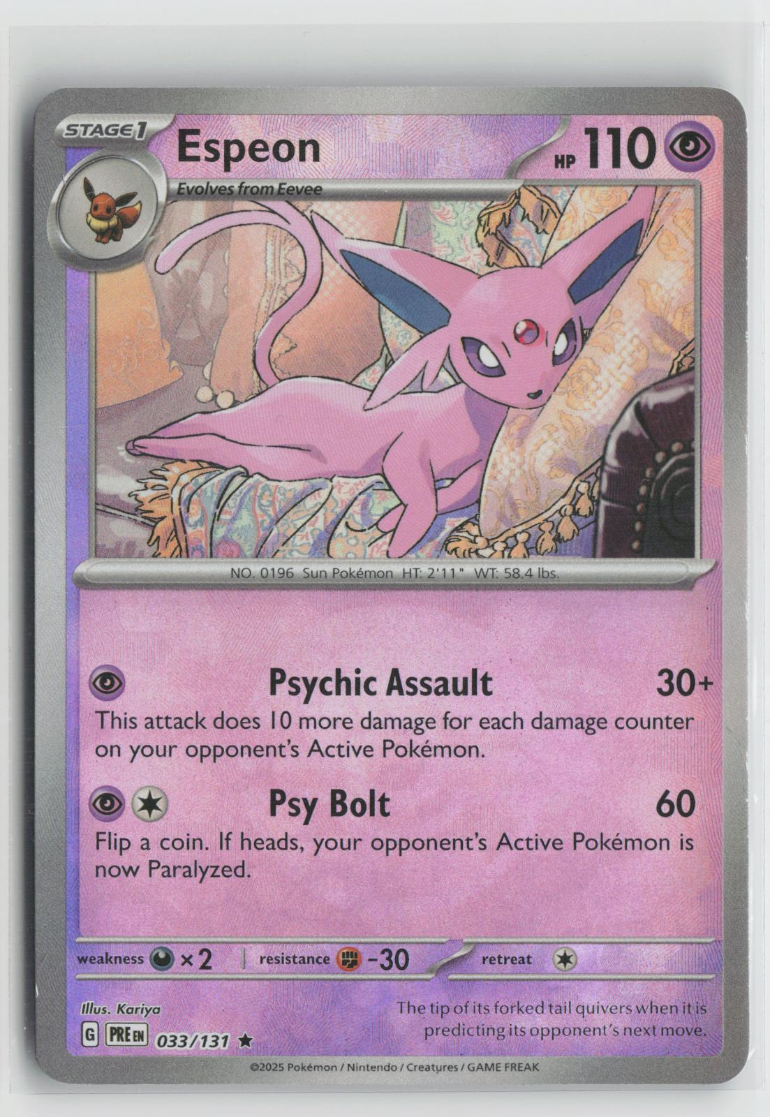 Espeon (Poke Ball Pattern) 033/131 Holo Rare Prismatic Evolutions Pokemon NM
