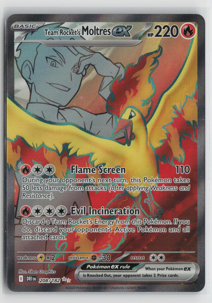 Team Rocket's Moltres ex 208/182 Destined Rivals NM Ultra Rare Holo Pokemon0