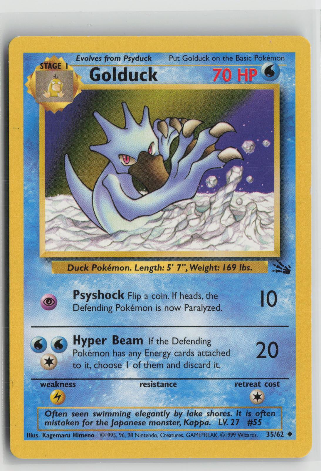 Golduck 35/62 Uncommon Fossil Pokemon NM