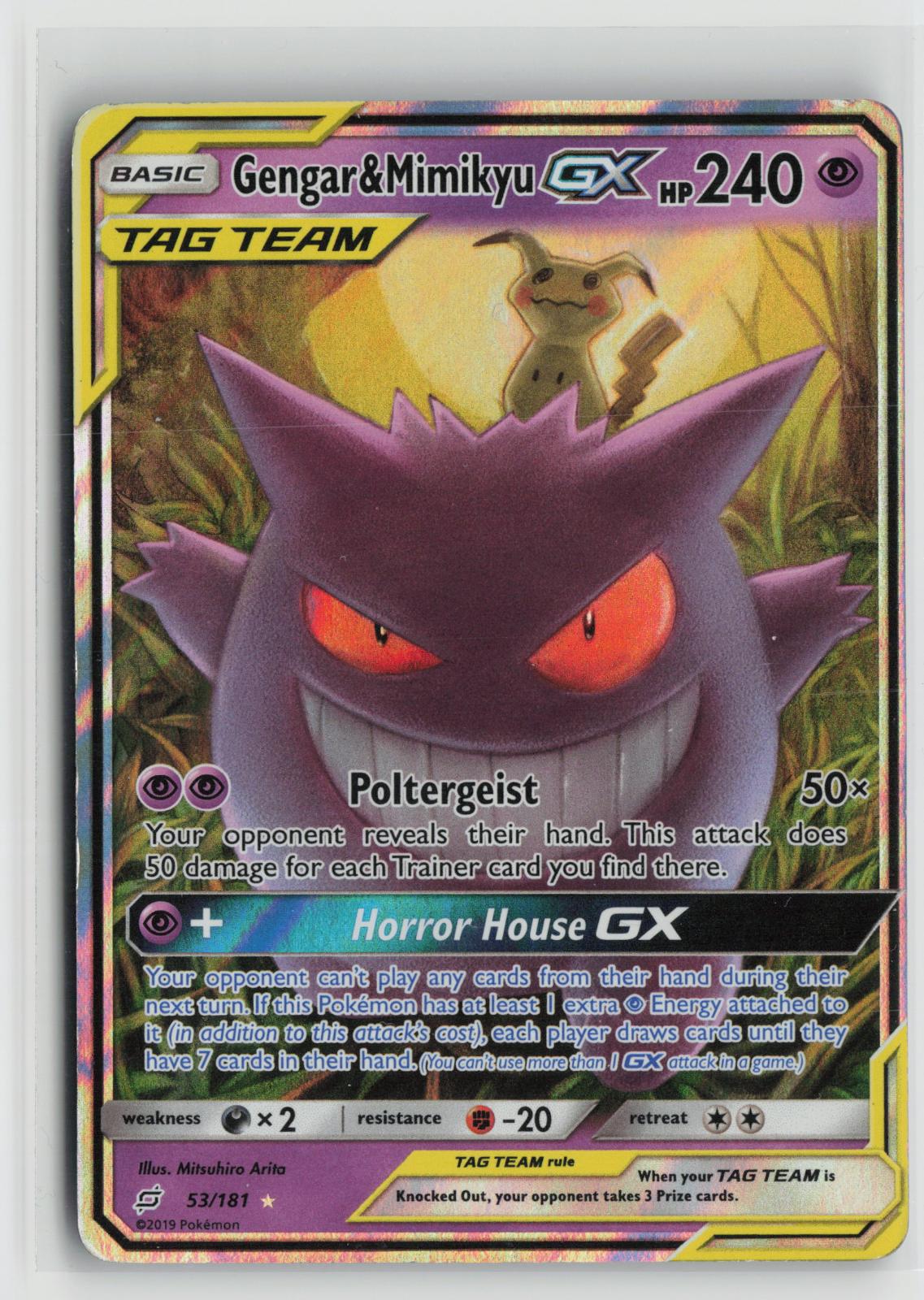 Gengar & Mimikyu GX 53/181 Team Up LP Holo GX Rare Pokemon