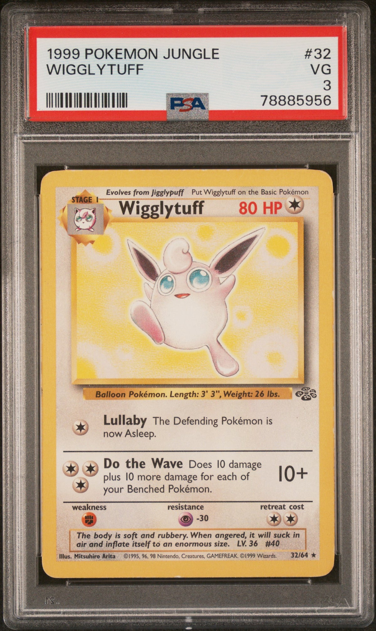 Wigglytuff 32/64 Jungle Pokemon PSA 3