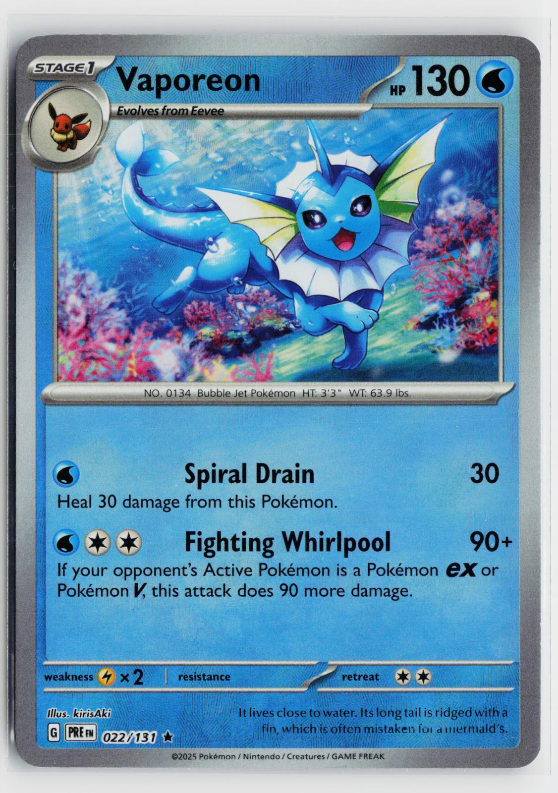 Vaporeon 022/131 Prismatic Evolutions NM Holo R Pokemon