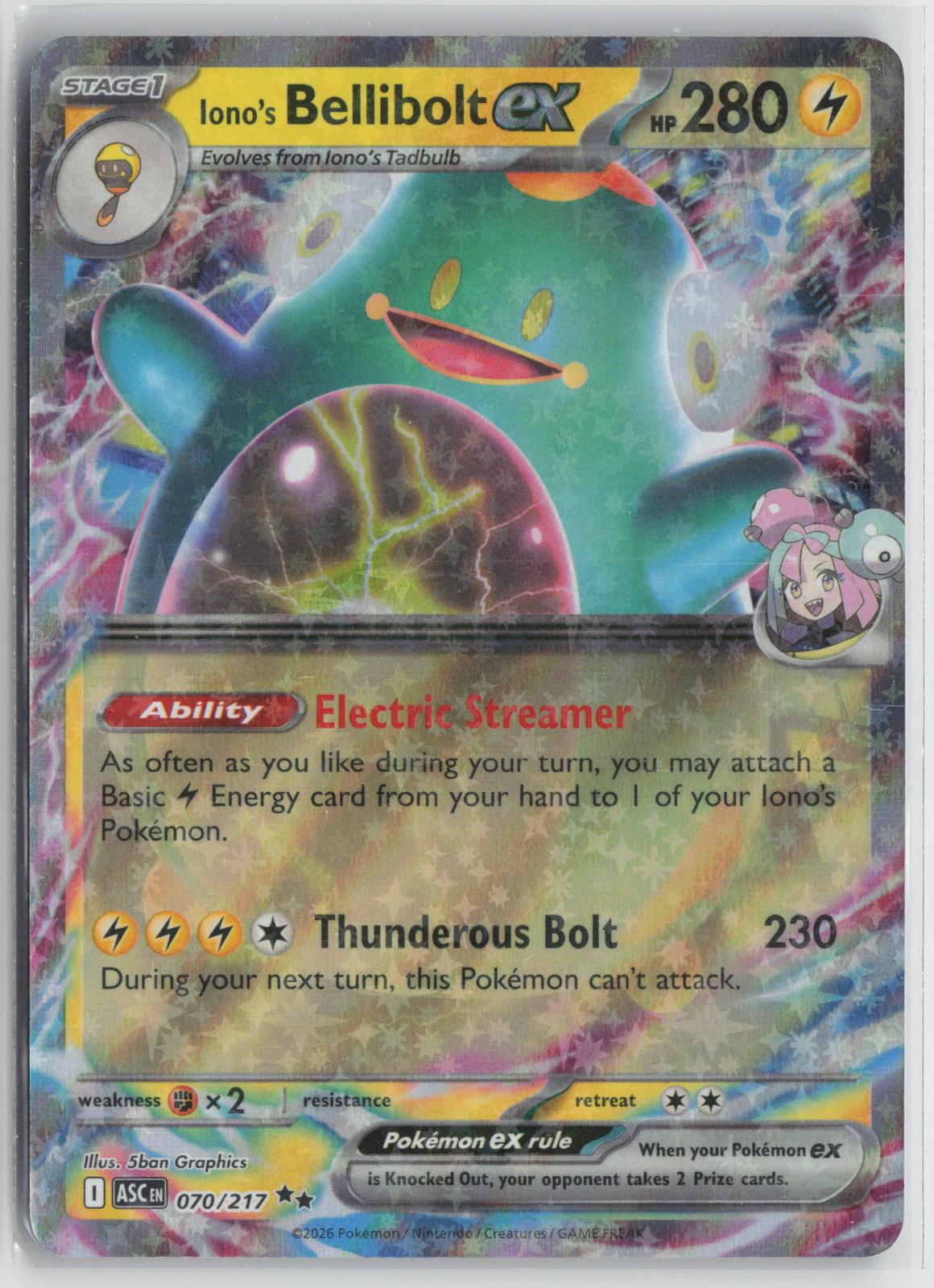 Iono's Bellibolt ex 070/217 Double Rare Ascended Heroes Pokemon Holo NM