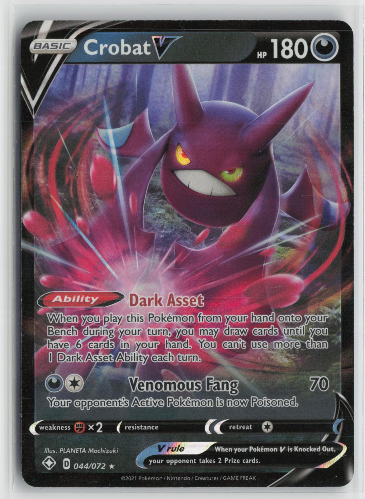 Crobat V 044/072 Shining Fates NM Holo V Rare Pokemon