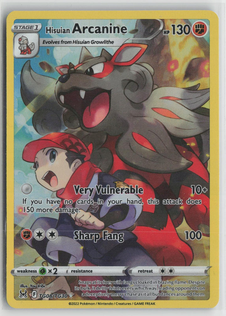 Hisuian Arcanine TG08/TG30 Holo Lost Origin Trainer Gallery Pokemon NM0
