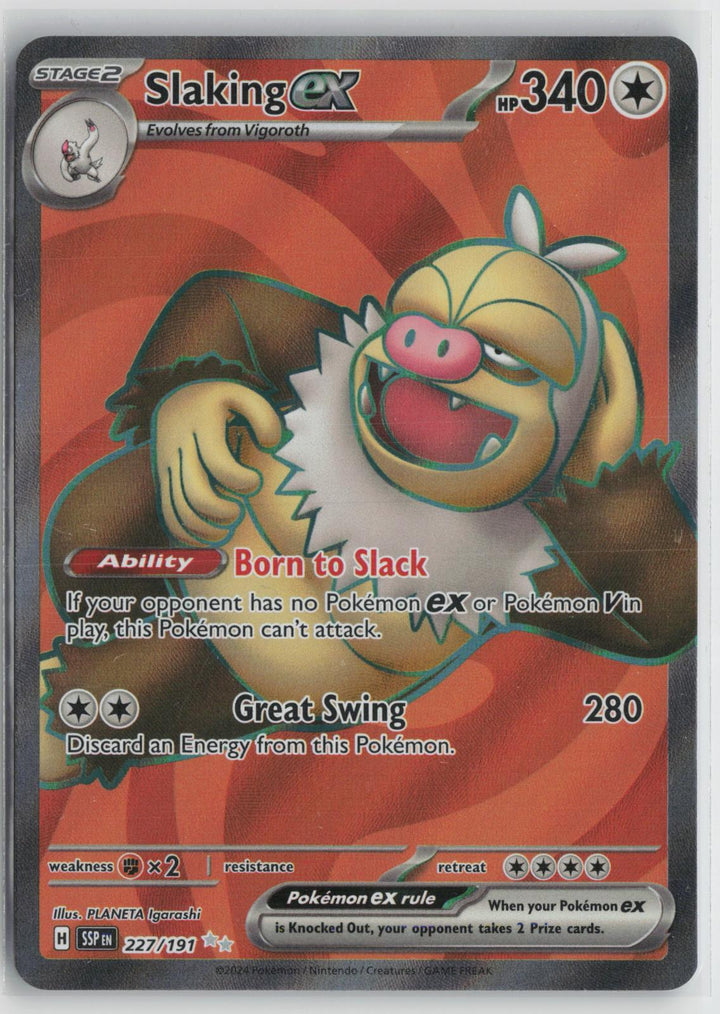 Slaking ex 227/191 Ultra Rare Surging Sparks Pokemon Holo NM0