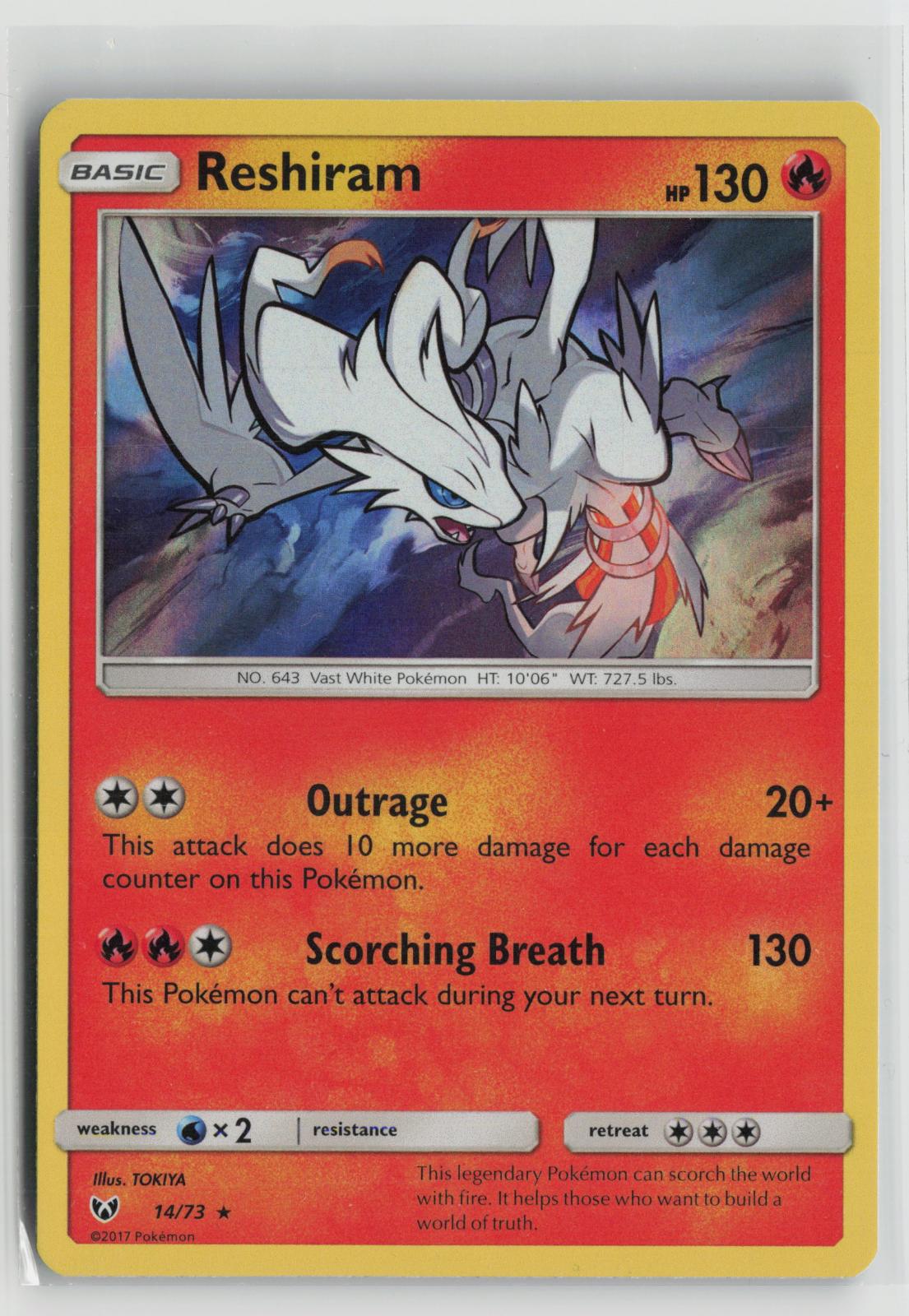Reshiram 14/73 Holo Rare Shining Legends Pokemon NM