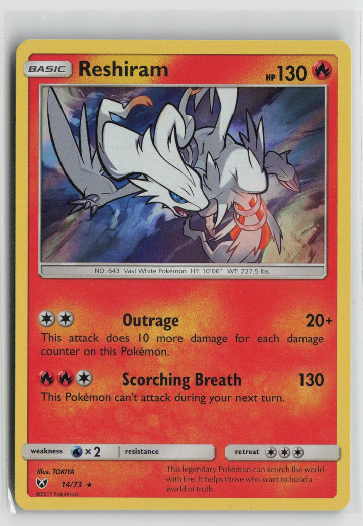 Reshiram 14/73 Holo Rare Shining Legends Pokemon NM0