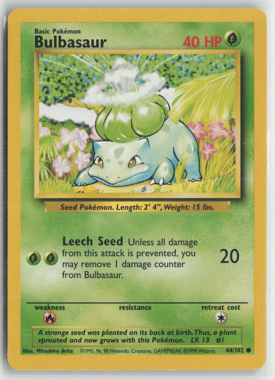 Bulbasaur 44/102 Common Base Set Unlimited Pokemon LP