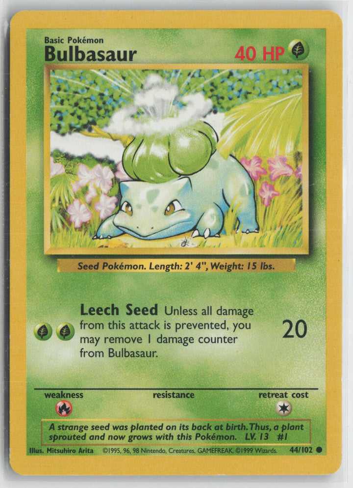 Bulbasaur 44/102 Common Base Set Unlimited Pokemon LP0