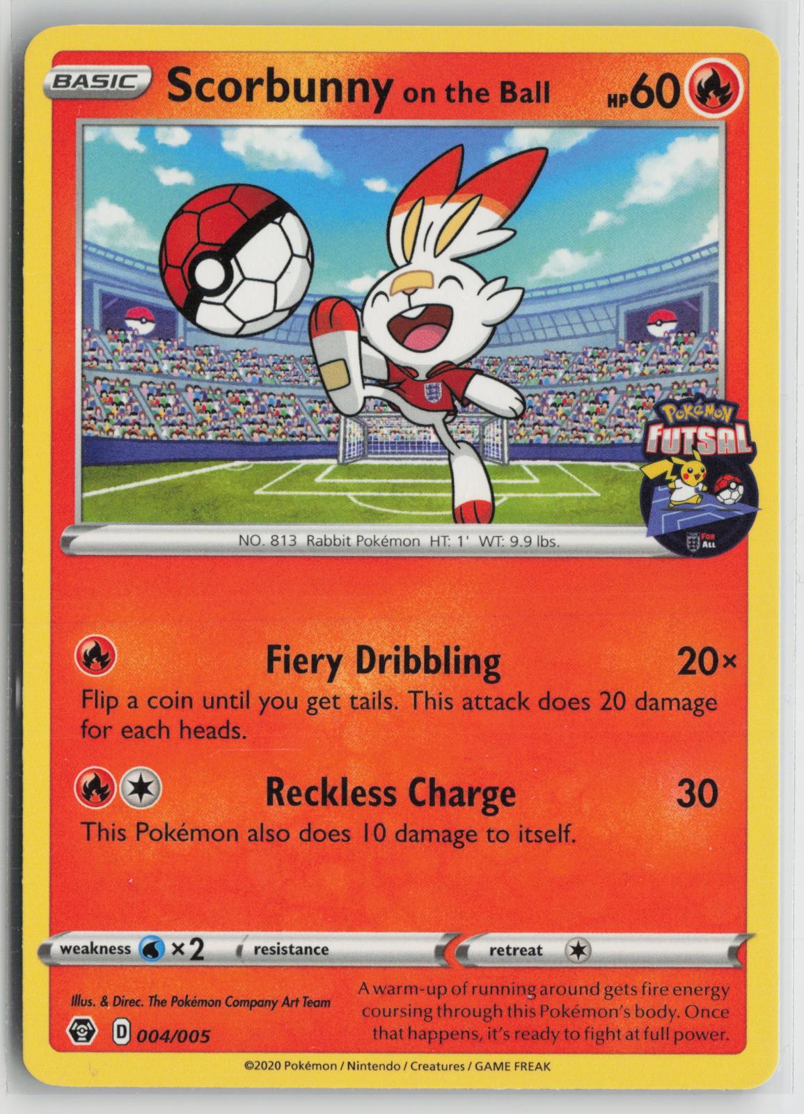 Scorbunny on the Ball (Pokemon Futsal) 004/005 Pokemon NM
