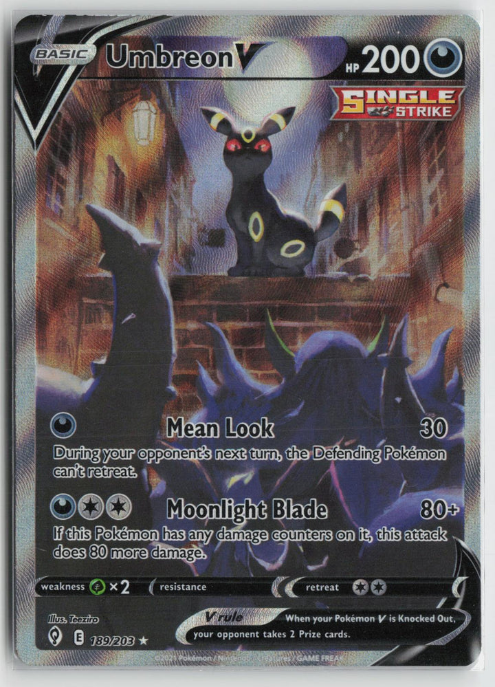 Umbreon V 189/203 Ultra Rare Evolving Skies Pokemon Holo NM0