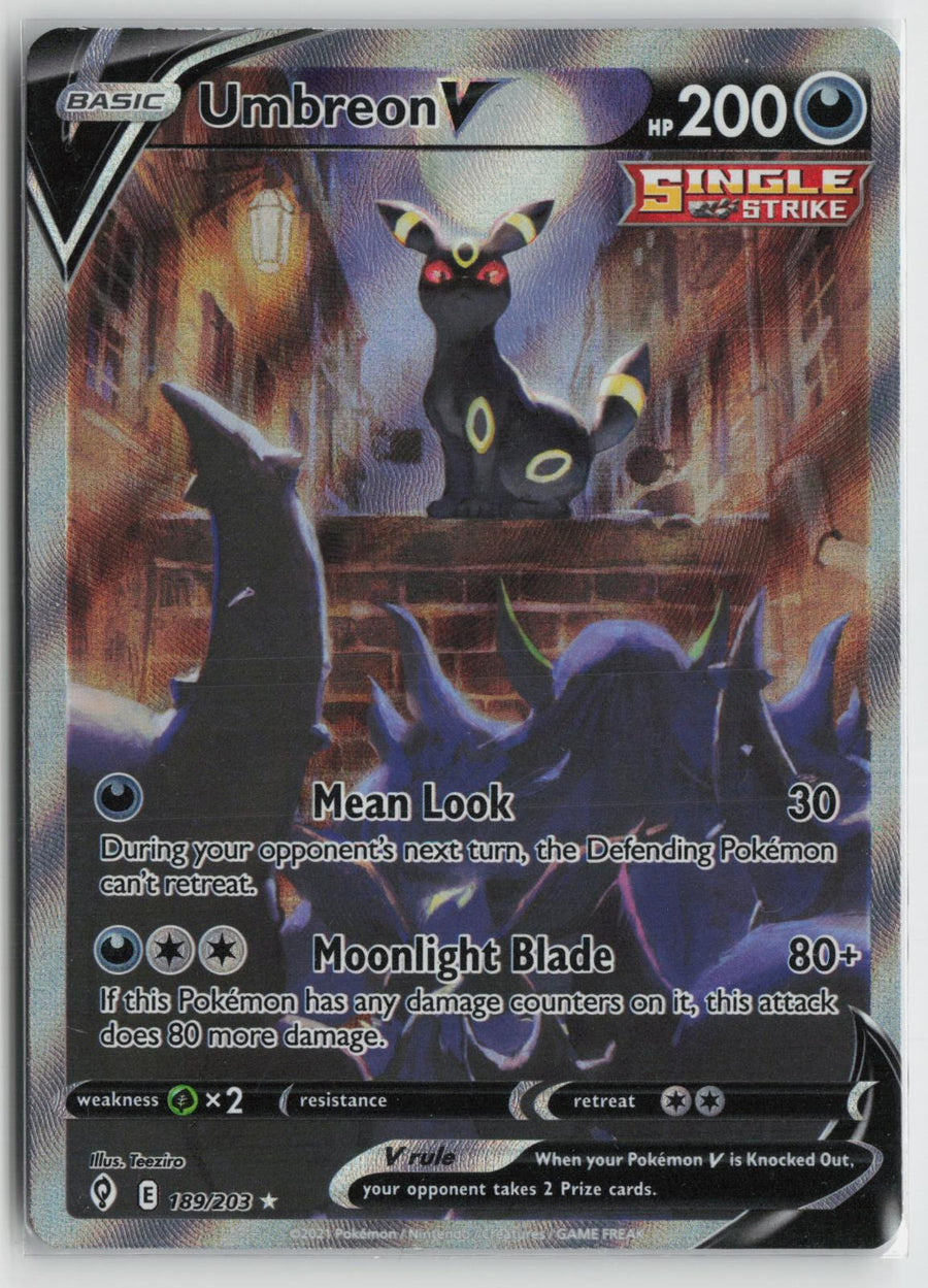 Umbreon V 189/203 Ultra Rare Evolving Skies Pokemon Holo NM0