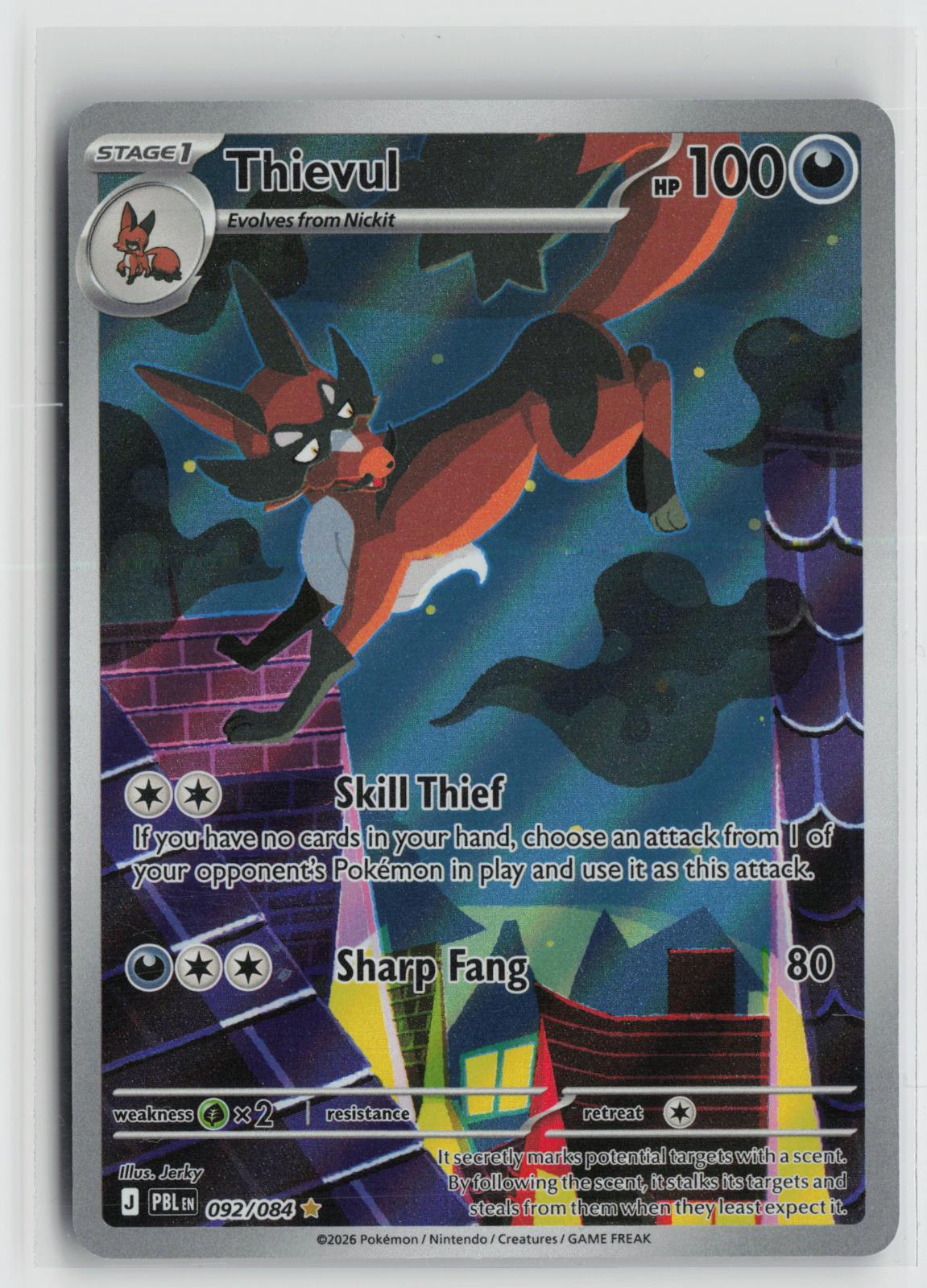 Thievul 092/084 Pitch Black NM Illustration Rare Holo Pokemon