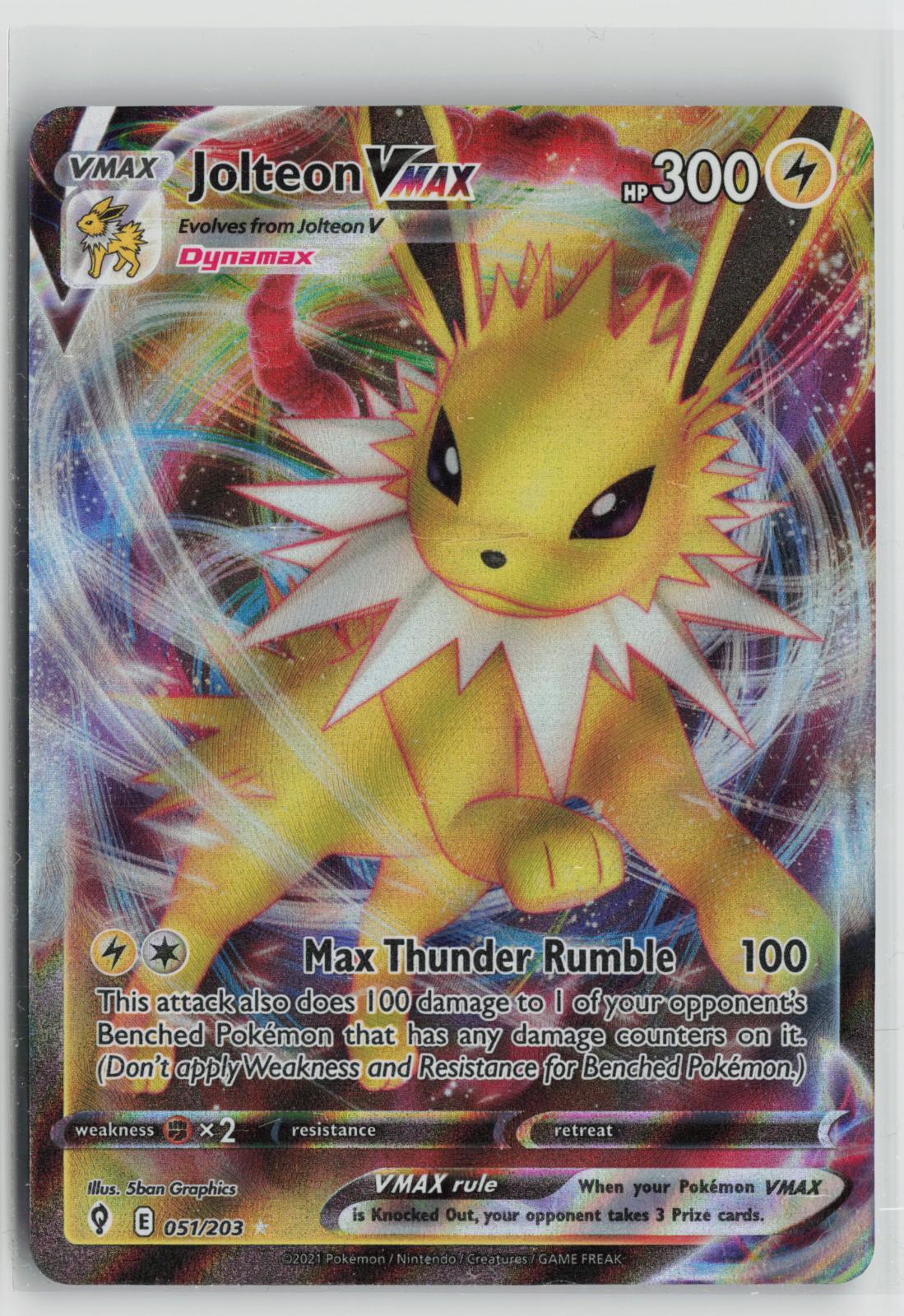 Jolteon VMAX 051/203 Holo VMAX Rare Evolving Skies Pokemon NM