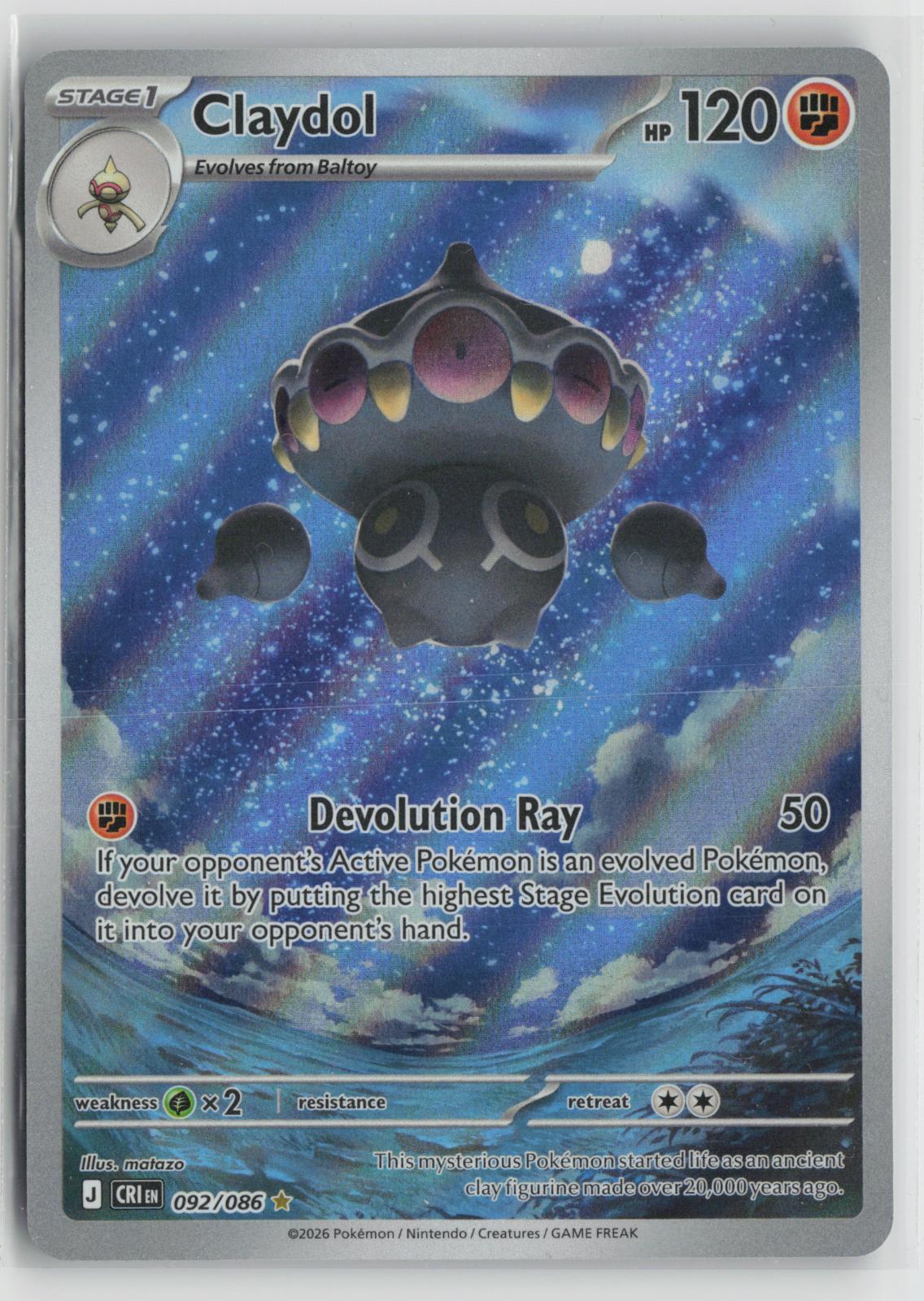 Claydol 092/086 Holo Illustration Rare Chaos Rising Pokemon NM