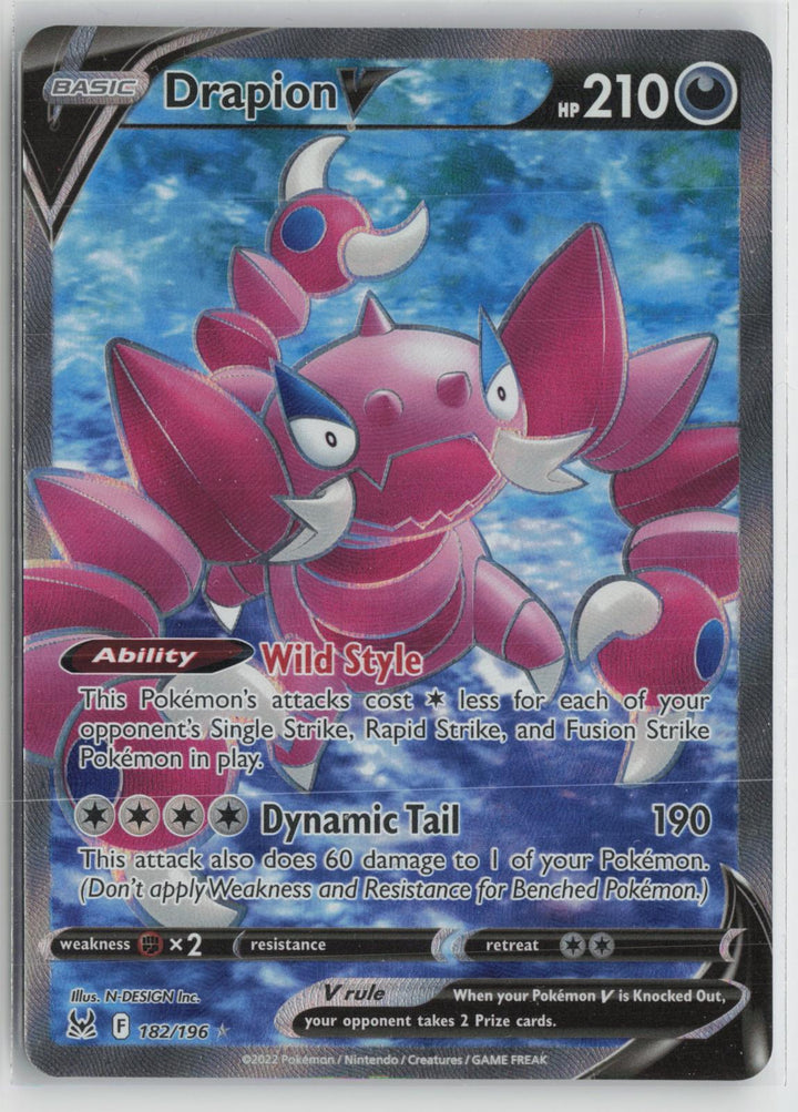 Drapion V 182/196 Ultra Rare Lost Origin Pokemon Holo NM0