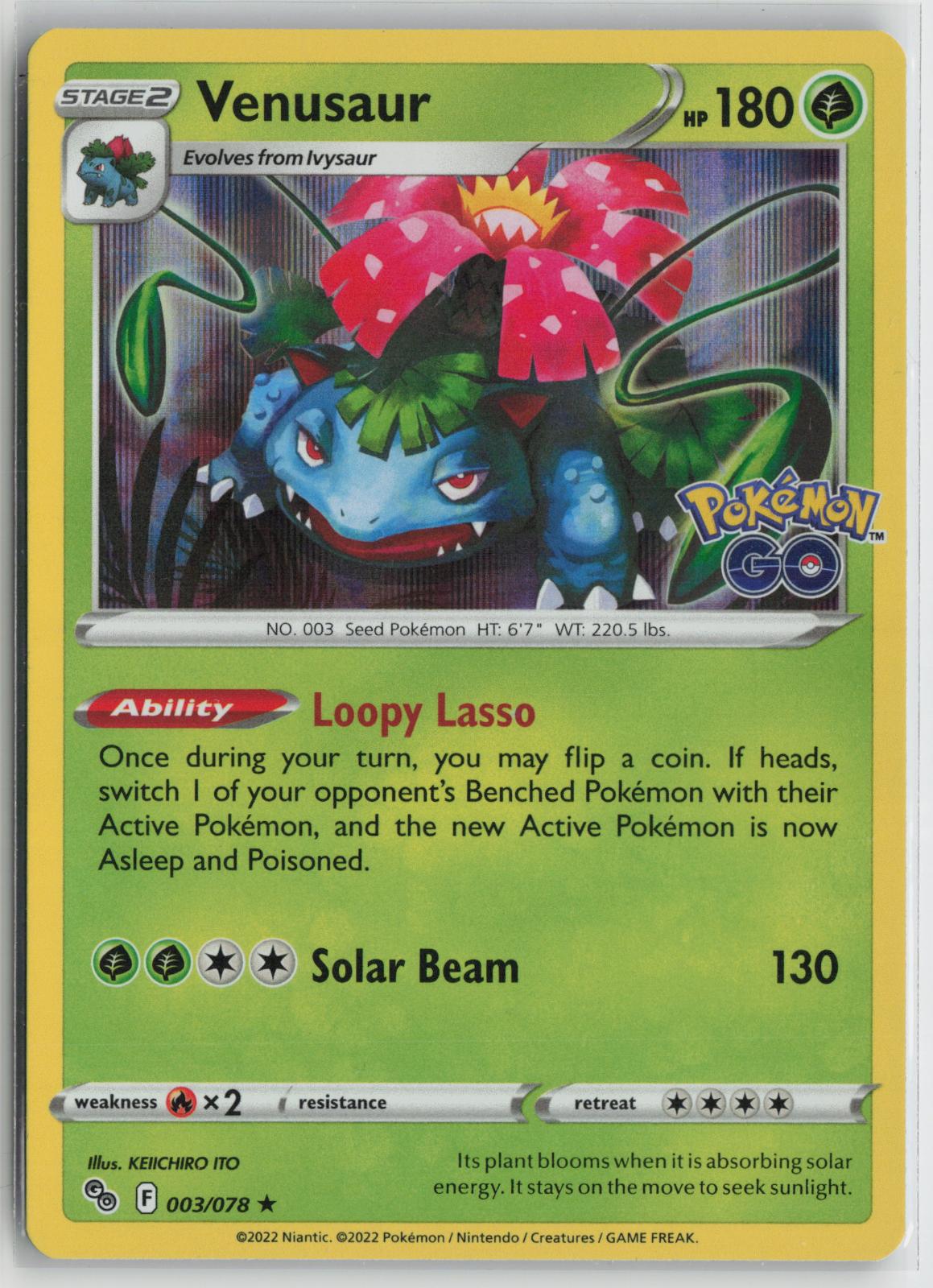 Venusaur 003/078 Holo Rare Pokemon GO Pokemon NM