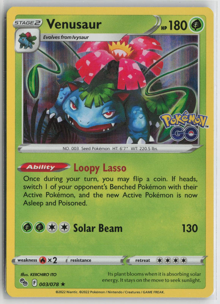 Venusaur 003/078 Holo Rare Pokemon GO Pokemon NM0