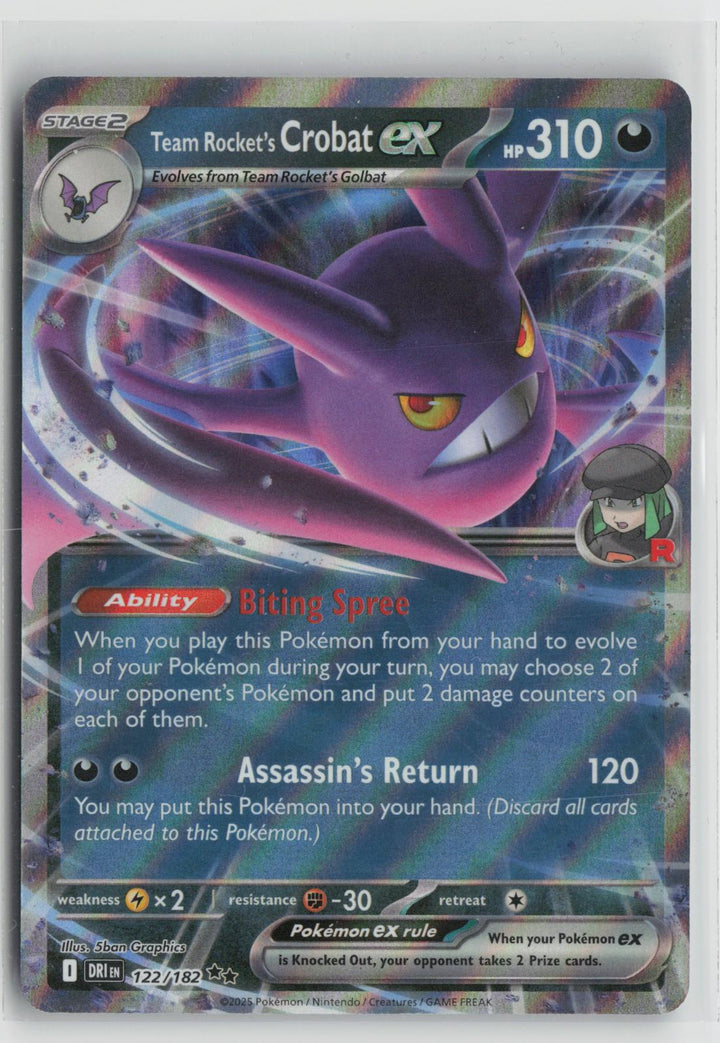 Team Rocket's Crobat ex 122/182 Double Rare Destined Rivals Pokemon Holo NM0