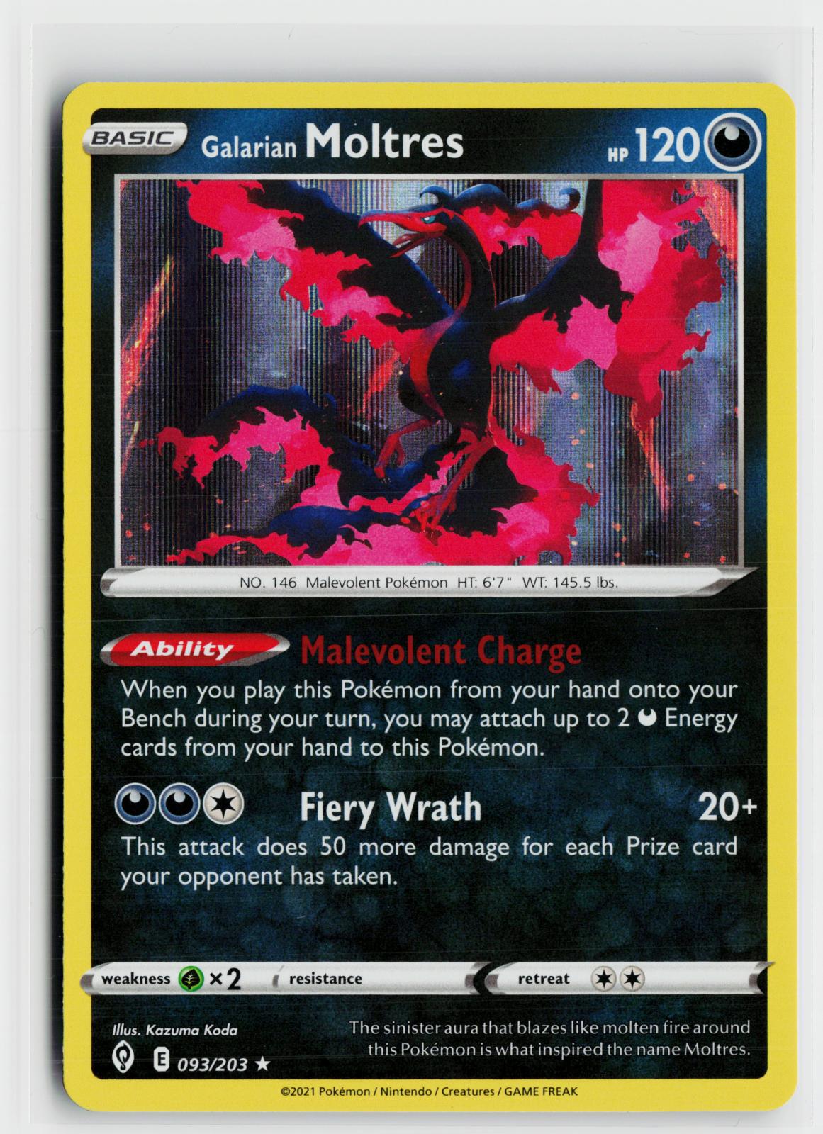 Galarian Moltres 093/203 Evolving Skies NM Holo R Pokemon