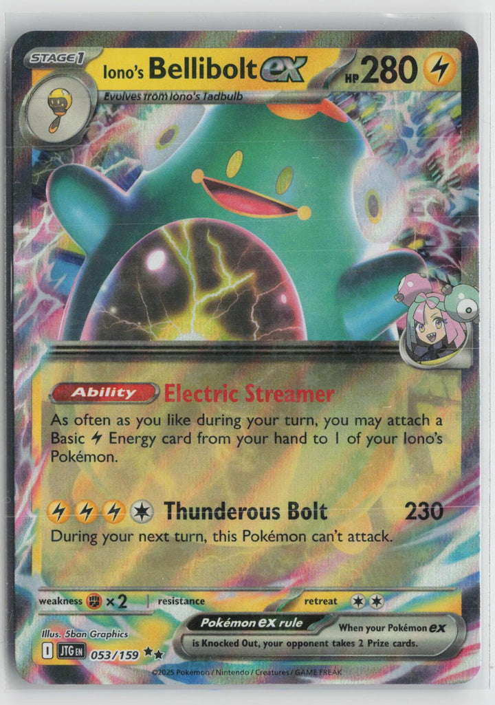 Iono's Bellibolt ex 053/159 Double Rare Journey Together Pokemon Holo NM0