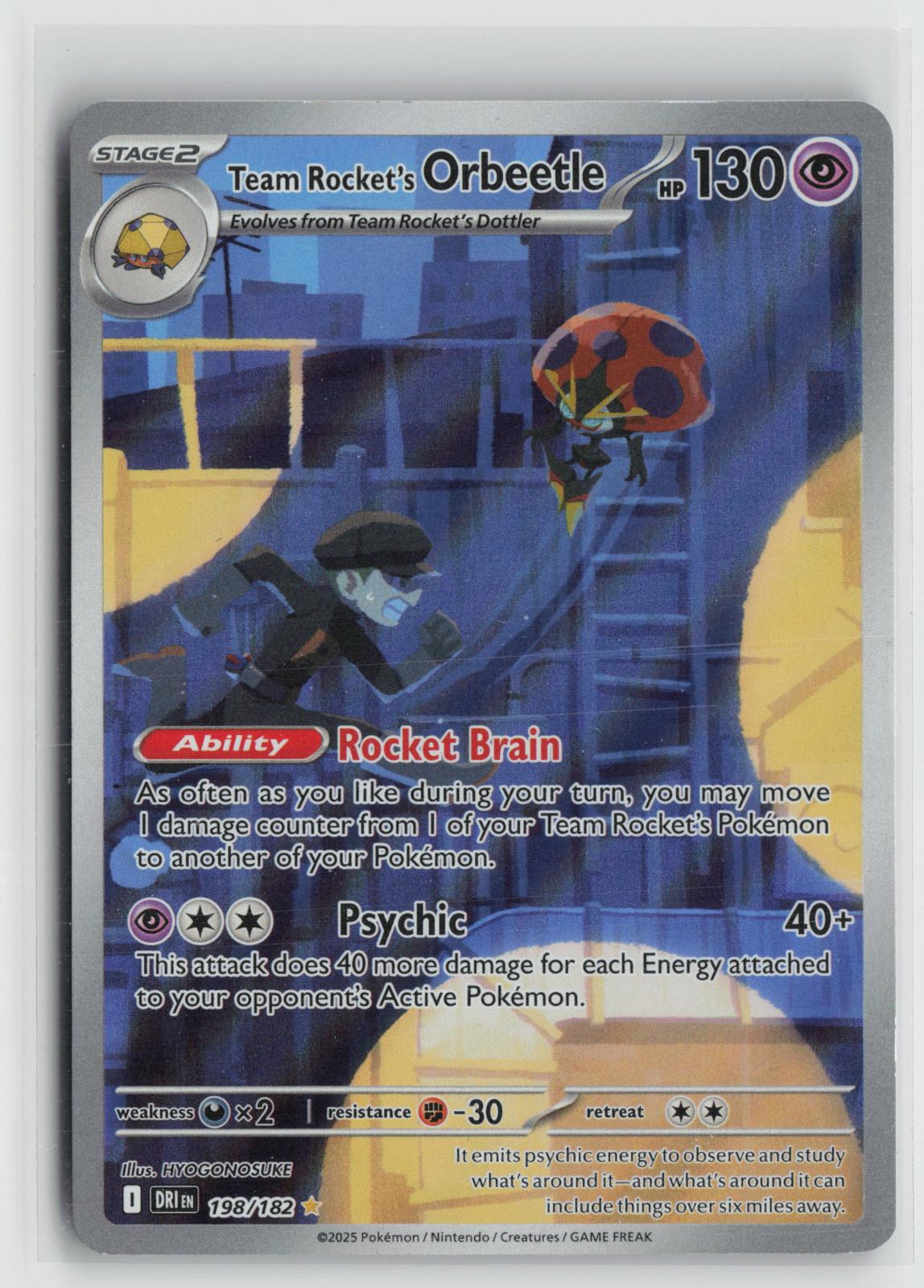 Team Rocket's Orbeetle 198/182 Illustration Rare Destined Rivals Pokemon Holo NM