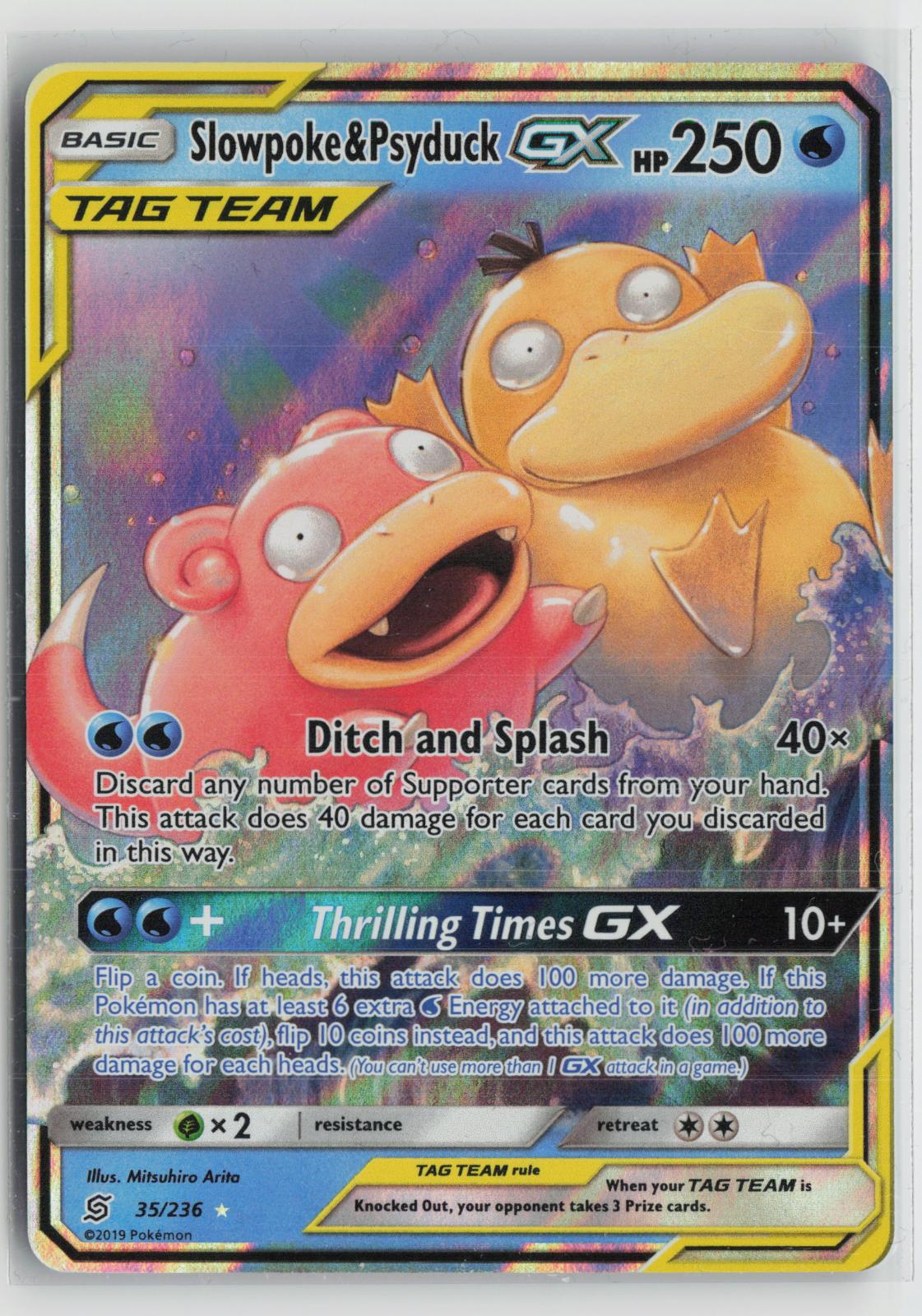 Slowpoke & Psyduck GX 35/236 Holo GX Rare Unified Minds Pokemon NM