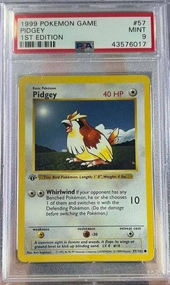 Pidgey 57/102 1st Edition Game Pokemon PSA 9