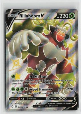 Rillaboom V SV105/SV122 Holo V Rare Shining Fates Shiny Vault Pokemon NM
