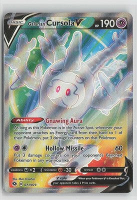 Galarian Cursola V 071/073 Ultra Rare Champion's Path Pokemon NM