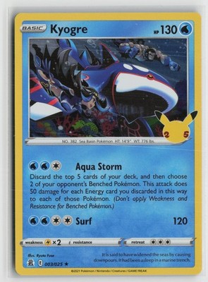 Kyogre 003/025 Rare Celebrations Pokemon NM