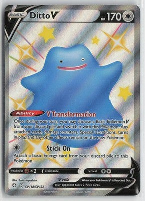 Ditto V SV118/SV122 Holo V Rare Shining Fates Shiny Vault Pokemon NM