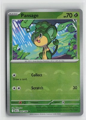 Pansage (Poke Ball Pattern) 004/086 Holo Common Black Bolt Pokemon NM