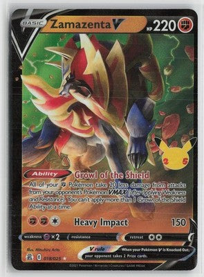 Zamazenta V 018/025 Holo V Rare Celebrations Pokemon NM
