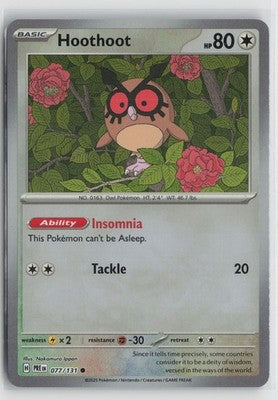 Hoothoot 077/131 Masterball Prismatic Evolutions Pokemon NM