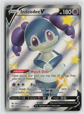 Indeedee V SV114/SV122 Holo V Rare Shining Fates Shiny Vault Pokemon NM