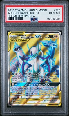 Arceus & Dialga & Palkia Gx 220/236 Cosmic Eclipse Pokemon PSA 10