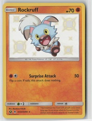 Rockruff Shiny Holo Rare Hidden Fates: Shiny Vault SV23/SV94 NM