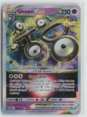 Unown VSTAR 066/195 Holo Rare VSTAR Silver Tempest Pokemon NM